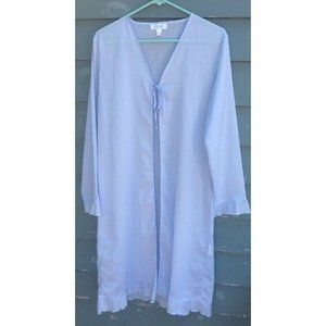 Princesse Tam Tam size Large dressing robe bath robe sheer polyester blue ruffle